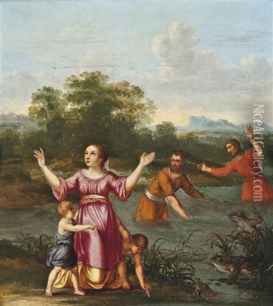 Latona Turning The Lycian Peasants Into Frogs Oil Painting - Cornelis Van Poelenburgh
