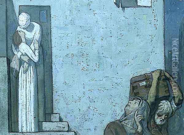 Sketch for The Farewell, 1907 Oil Painting - Frederick Cayley Robinson