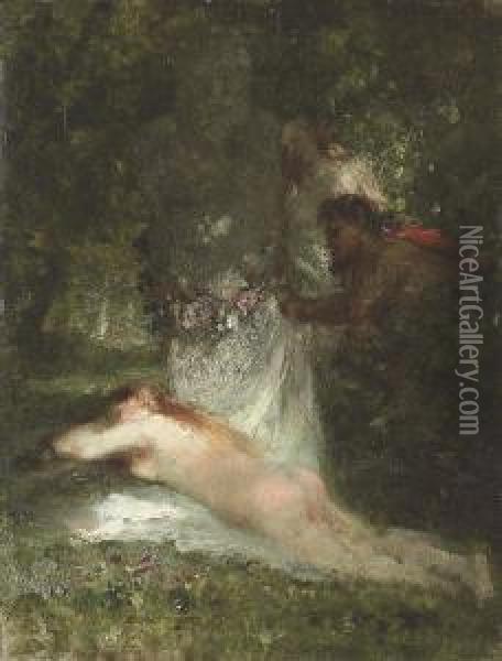 Le Sommeil De La Nymphe Oil Painting - Constant Troyon