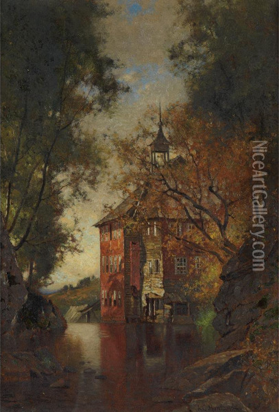 Mill House Oil Painting - Alfred Cornelius Howland