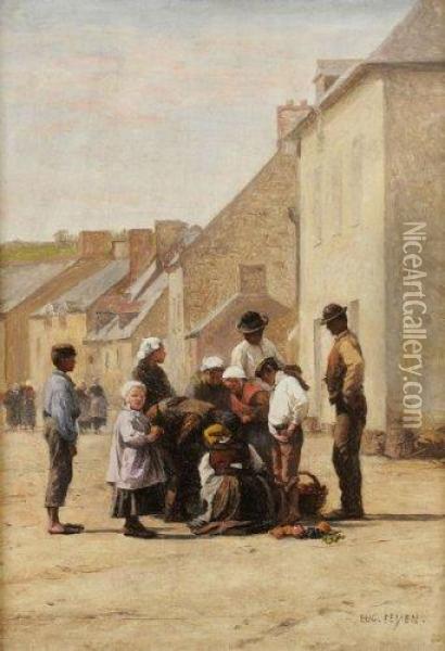 Sur La Place Du Marche Oil Painting - Eugene Feyen