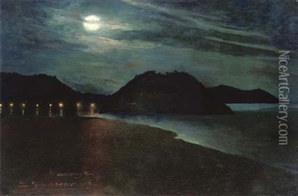 Guaviya By Moonlight Oil Painting - Luis Graner y Arrufi