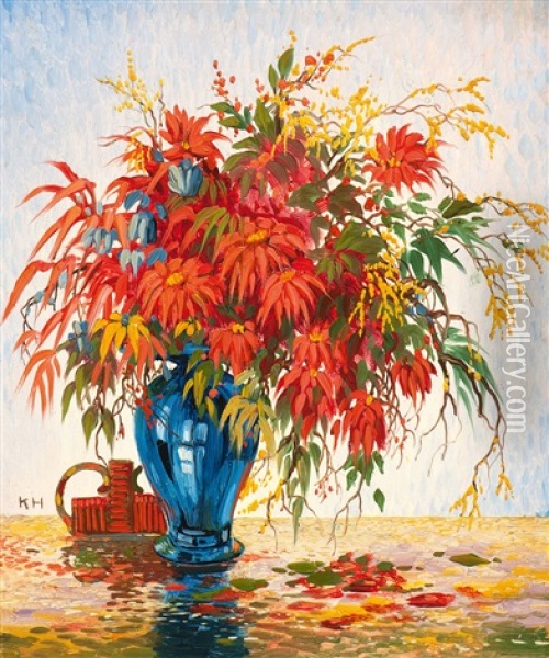 Blumenstudie Oil Painting - Karl Hauptmann