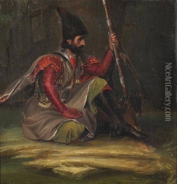 Homme Au Fusil Oil Painting - Martinus Christian Wesseltoft Rorbye