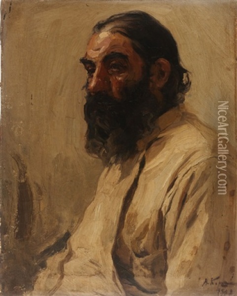 Portrait Of A Bearded Man Oil Painting - Aleksei Mikhailovich Korin
