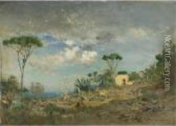 Hillside Near Vesuvius Oil Painting - Ivan Pavlovich Pokhitonov