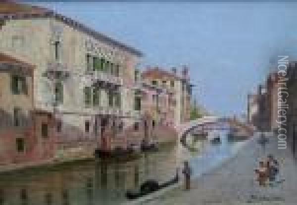 Venetian Canal Scene Oil Painting - Antonietta Brandeis