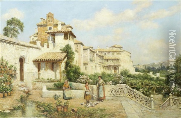 View Of A Villa In Toledo, Spain Oil Painting - Arthur Trevor Haddon