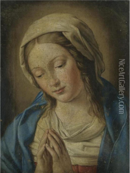 The Madonna At Prayer Oil Painting - Giovanni Battista Salvi