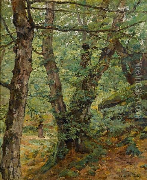 Walking In A Forest Oil Painting - Cesar De Cock