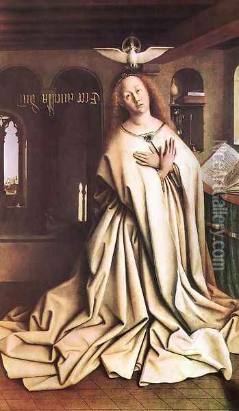 The Ghent Altarpiece- Mary of the Annunciation 1432 Oil Painting - Jan Van Eyck