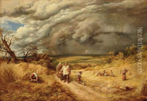 Storm In Harvest Oil Painting - John Linnell