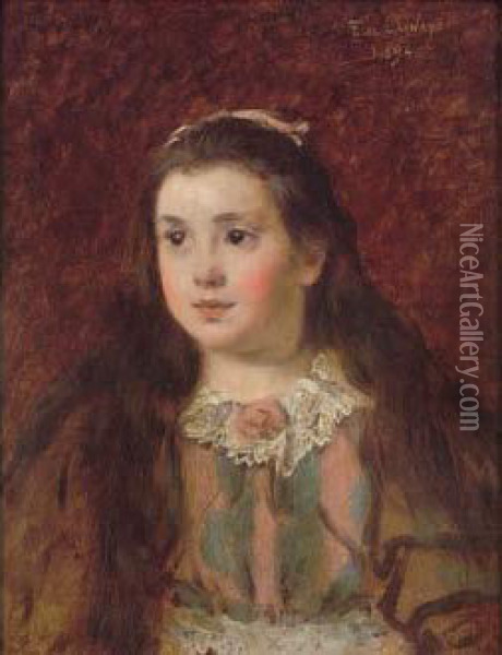 Portrait De Jeune Fille Oil Painting - Fernand de Launay