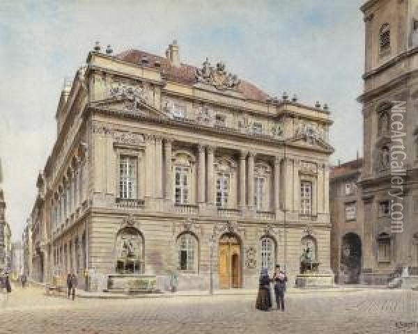 Alte Universitat In Wien Oil Painting - Ernst Graner