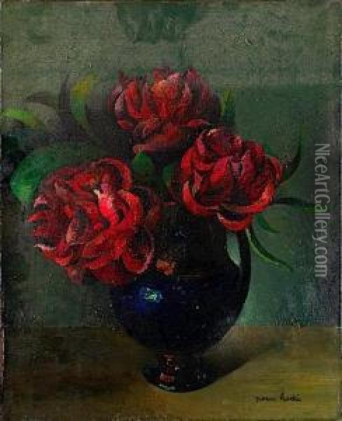 Vase De Fleurs Rouges Oil Painting - Pierre Hode