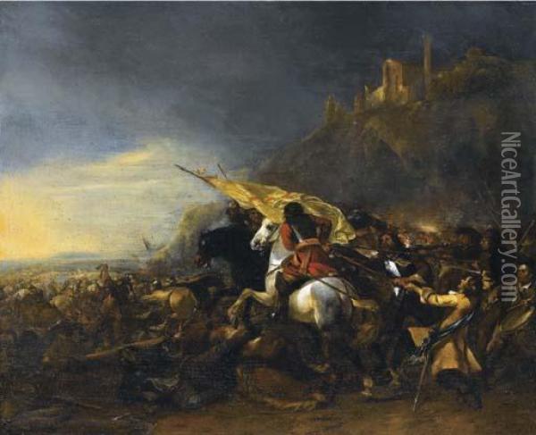 Une Charge De Cavalerie Oil Painting - Hendrick Verschuring