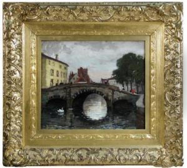 A Bridge Oil Painting - Margaret Elizabeth Wilson