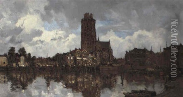 Het Groothoofd, Dordrecht Oil Painting - Johan Hendrik van Mastenbroek