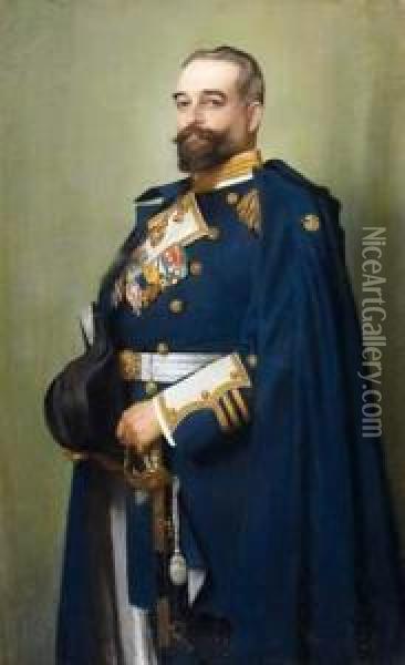 Portrait Of A German Admiral Alfred Von Tirpitz Oil Painting - Christian Meyer Ross