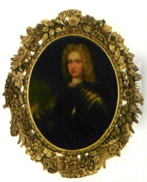 Prins Rupert Av Pfalz, Kladd Som Faltherre Med Batajscen I Bakrunden Oil Painting - Nicolas de Largilliere