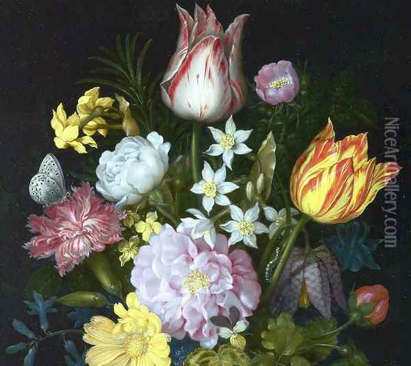 Flowers in a Vase [detail #1] Oil Painting - Ambrosius the Elder Bosschaert