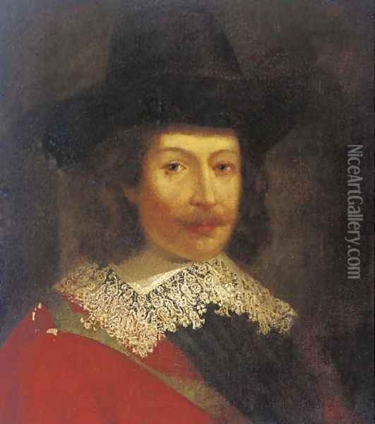Portrait of a gentleman, bust-length, in a black hat Oil Painting - Michiel Jansz. van Mierevelt