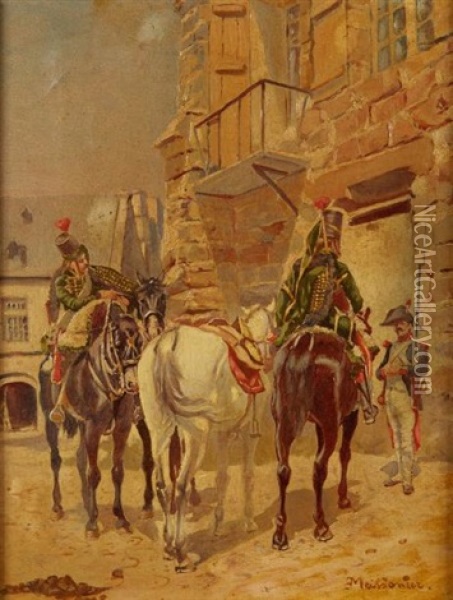 La Halte Des Cavaliers Oil Painting - Ernest Meissonier