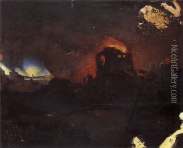 Incendio Di Troia Oil Painting - Egbert Lievensz van der Poel
