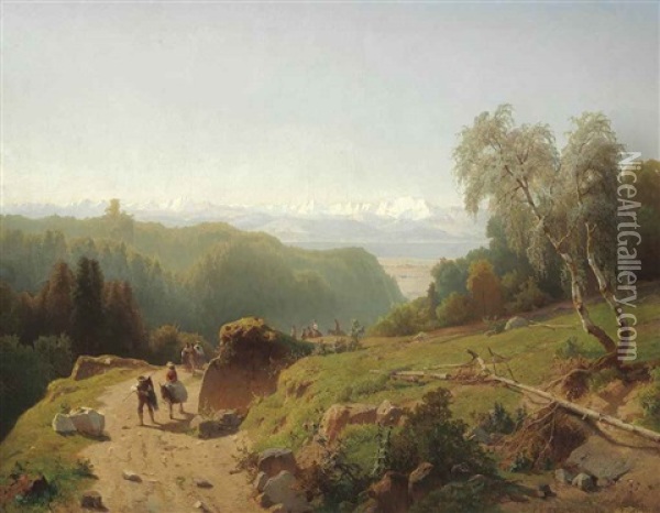 Figures On A Mountain Pass Oil Painting - Baron Jacobus Nicolas Tjarda van Starkenborg