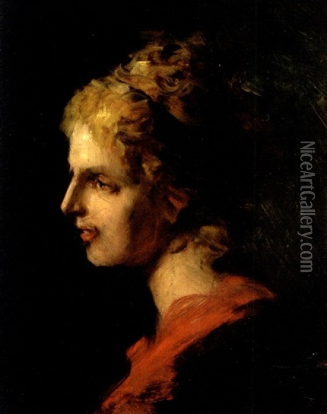 Portrait De Femme Blonde De Profil Oil Painting -  Carolus-Duran