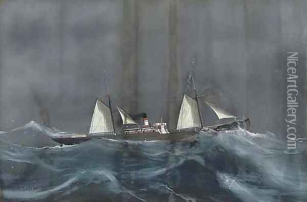 The Ravensdale in stormy seas Oil Painting - Luigi Roberto