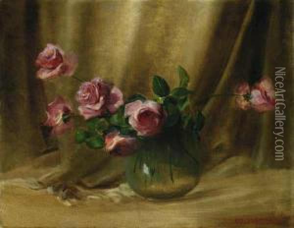 Roses In A Vase Oil Painting - Charles Ethan Porter