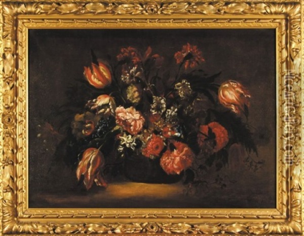 Martwa Natura Z Kwiatami Oil Painting - Jean-Baptiste Monnoyer