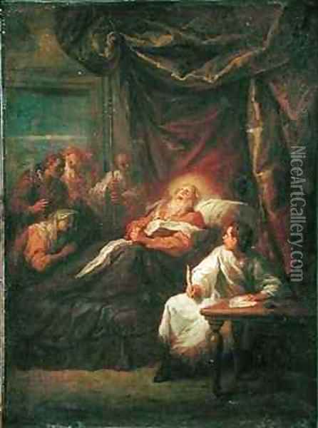 The Death of St. Ambrose Oil Painting - Bon De Boulogne