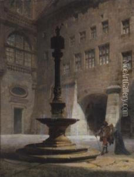 Im Hof Des Nurnberger Rathauses Oil Painting - Friedrich Carl Mayer
