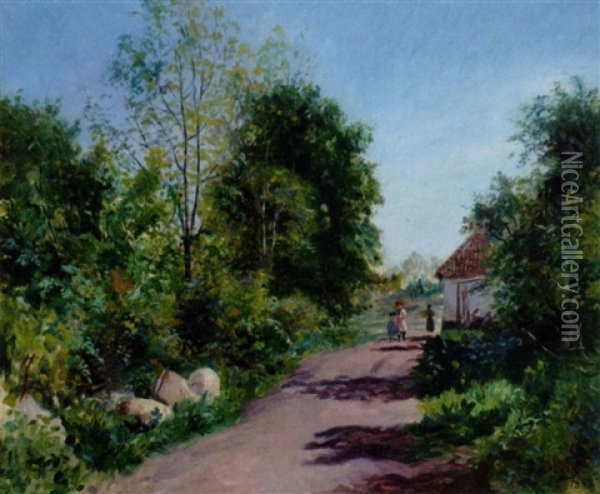 Piger Pa En Landevej, Sommer Oil Painting - Carl Carlsen