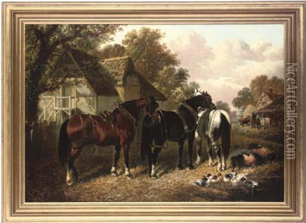 The Work Horses Oil Painting - John Frederick Herring Snr