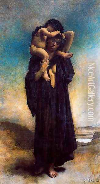Peasant Woman and her child Oil Painting - Leon Bonnat