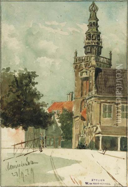 A View Of Monnikendam Oil Painting - Willem De Haas Hemken