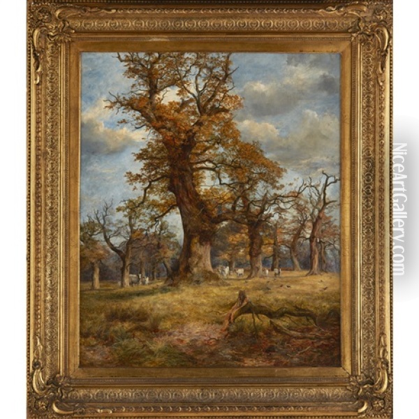 In Cadzow Forest Oil Painting - James Faed the Younger