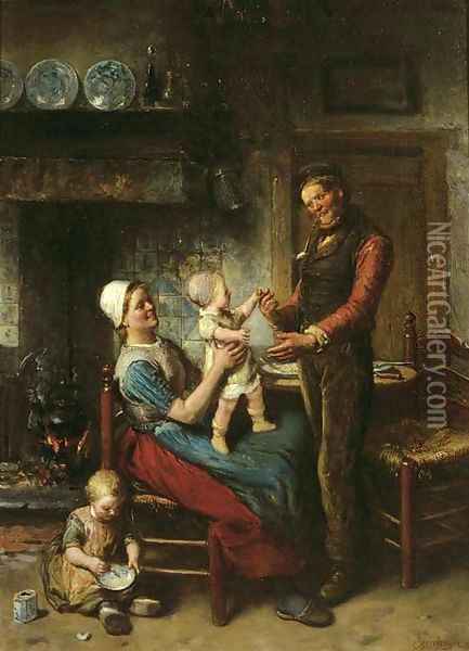 Domestic bliss Oil Painting - Johannes Hinderikus Egenberger