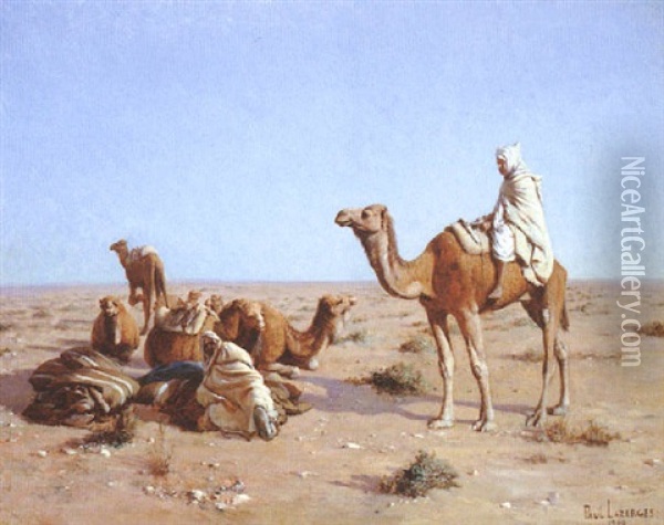La Halte Dans Le Desert Oil Painting - Paul Jean Baptiste Lazerges
