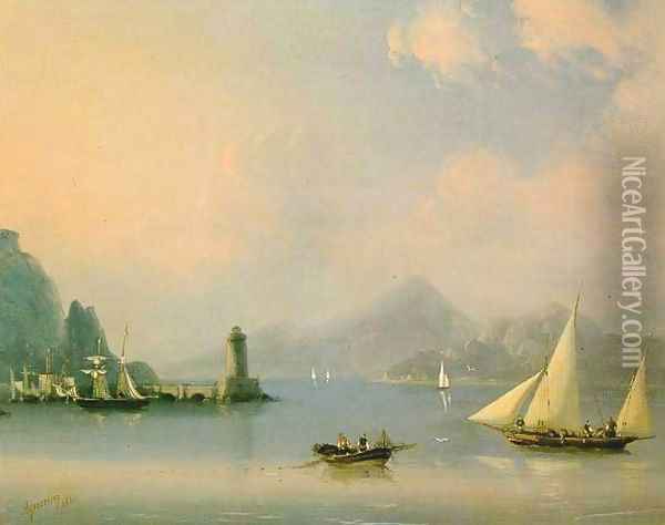 Sea channel with lighthouse Oil Painting - Ivan Konstantinovich Aivazovsky