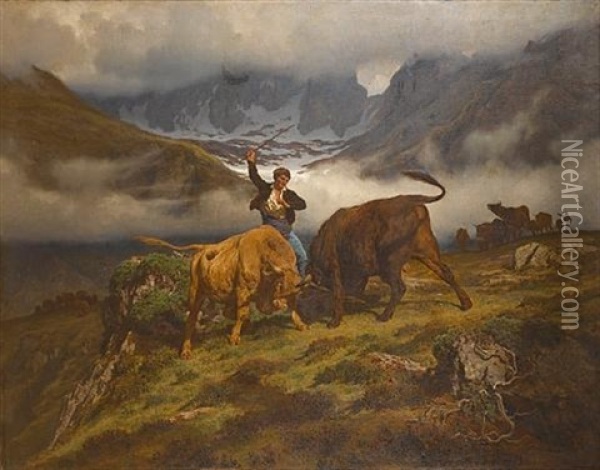 The Bullfight Oil Painting - Auguste (Francois Auguste) Bonheur