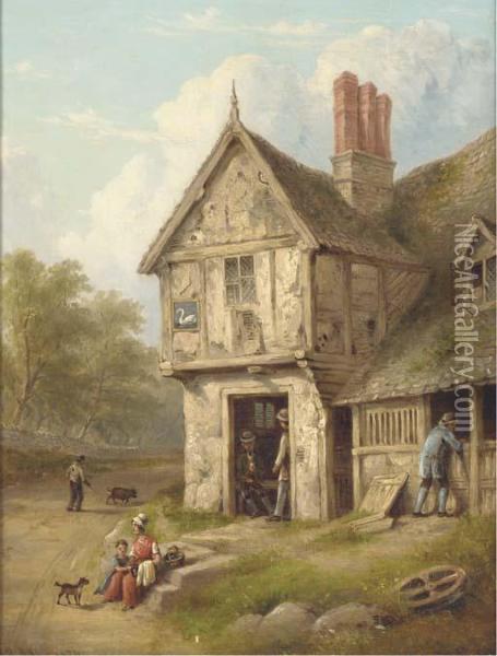 Figures At A Country Inn Oil Painting - William Rickarby Miller