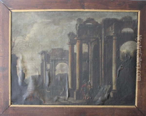 Ruines De Temples Antiques Oil Painting - Giovanni Ghisolfi