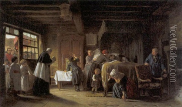 Les Derniers Sacrements Oil Painting - Theophile Emmanuel Duverger