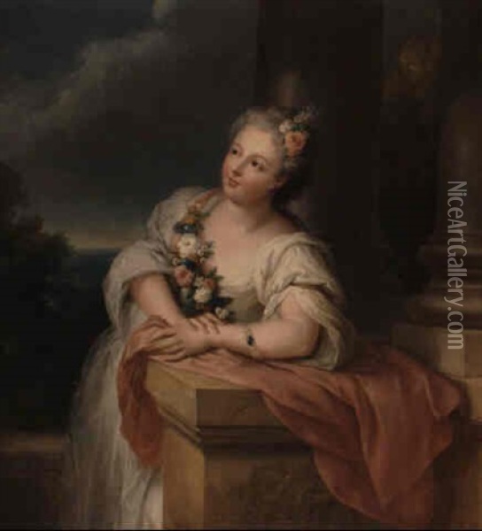 Retrato De Maria Victoria Sofia De Noailles, La Condesa De Paris Oil Painting - Louis Michel van Loo