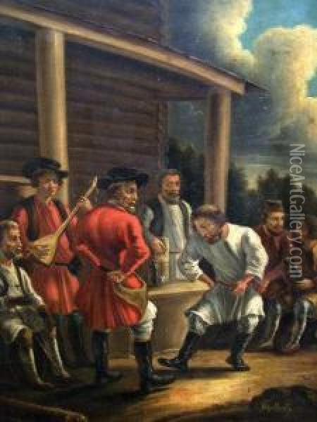 Merrymaking By A Tavern Oil Painting - Ferdinand Heilbuth