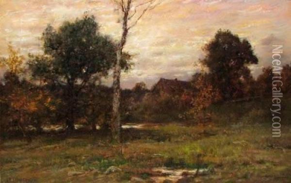 Autumn Landscape With House Oil Painting - Charles Linford